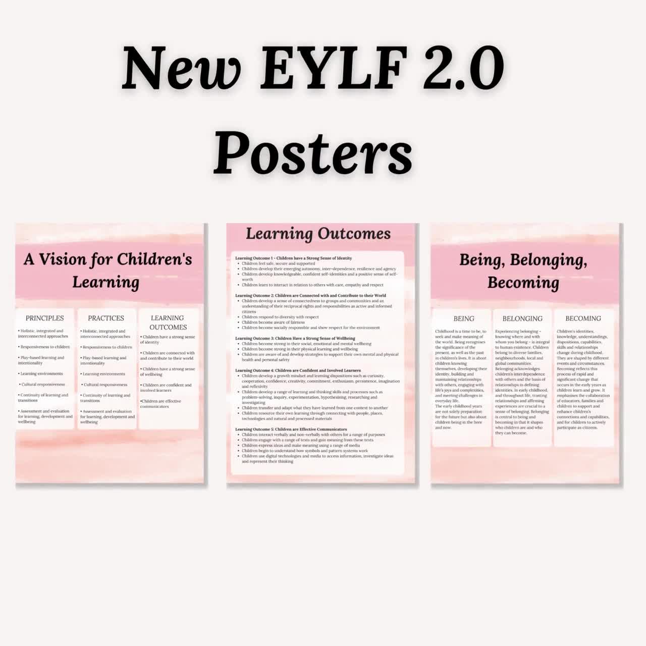 EYLF Updated Posters and Cheat Sheets Minimalist Design