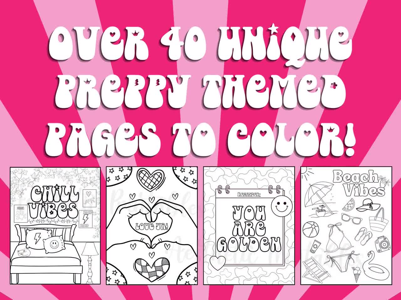 101 Preppy Aesthetic Coloring Book: Y2K Coloring Pages With Preppy and  Aesthetic Illustrations for Teens, Kids and Adults To Color and Have Fun