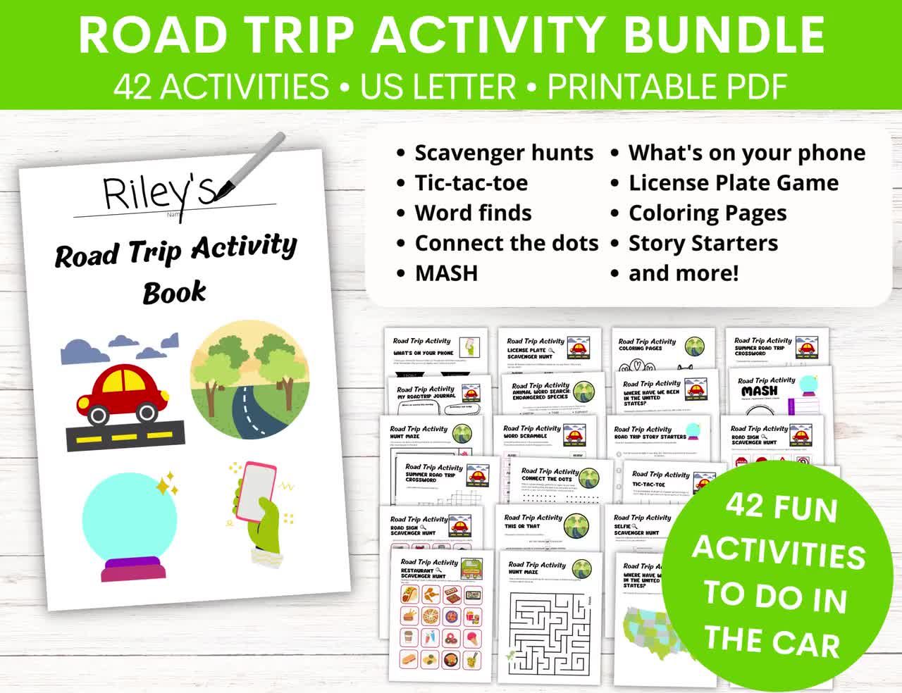 Kids Road Trip Activity & Games Bundle for Toddlers, Teens, Tweens  Printable Book or Kit for Summer Family Road Trip for Girls or Boys 