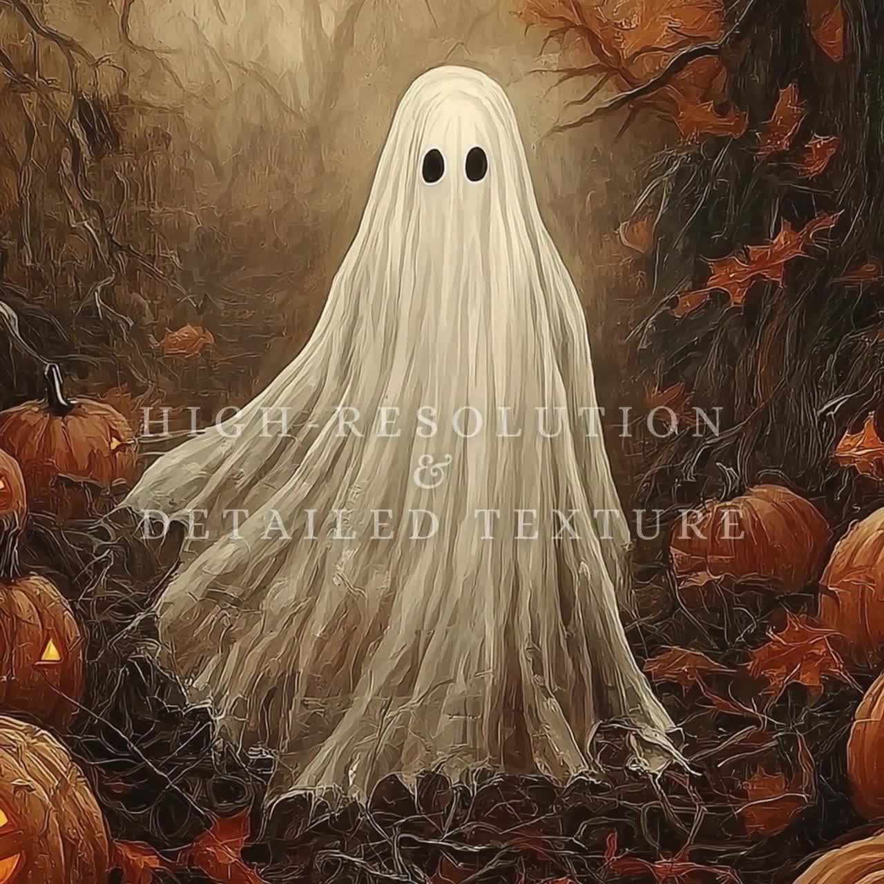 Halloween Frame TV Art, Ghost Painting, Spooky Haunted Forest TV