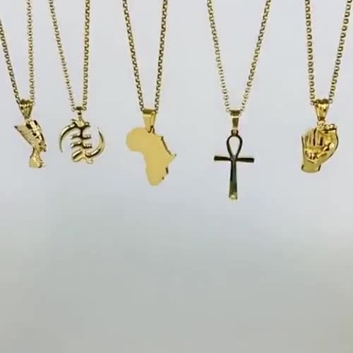 U7 Collana Mappa Africa In Acciaio Inox Per Uomo E Donna - Ciondolo Con Fiumi, Catena Regolabile, Gioielli Africani Con Confezione Regalo