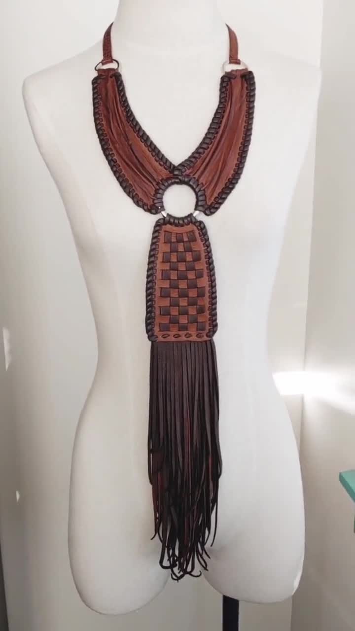 Kai Statement Necklace Leather Breast Plate Tribal Bib - Etsy