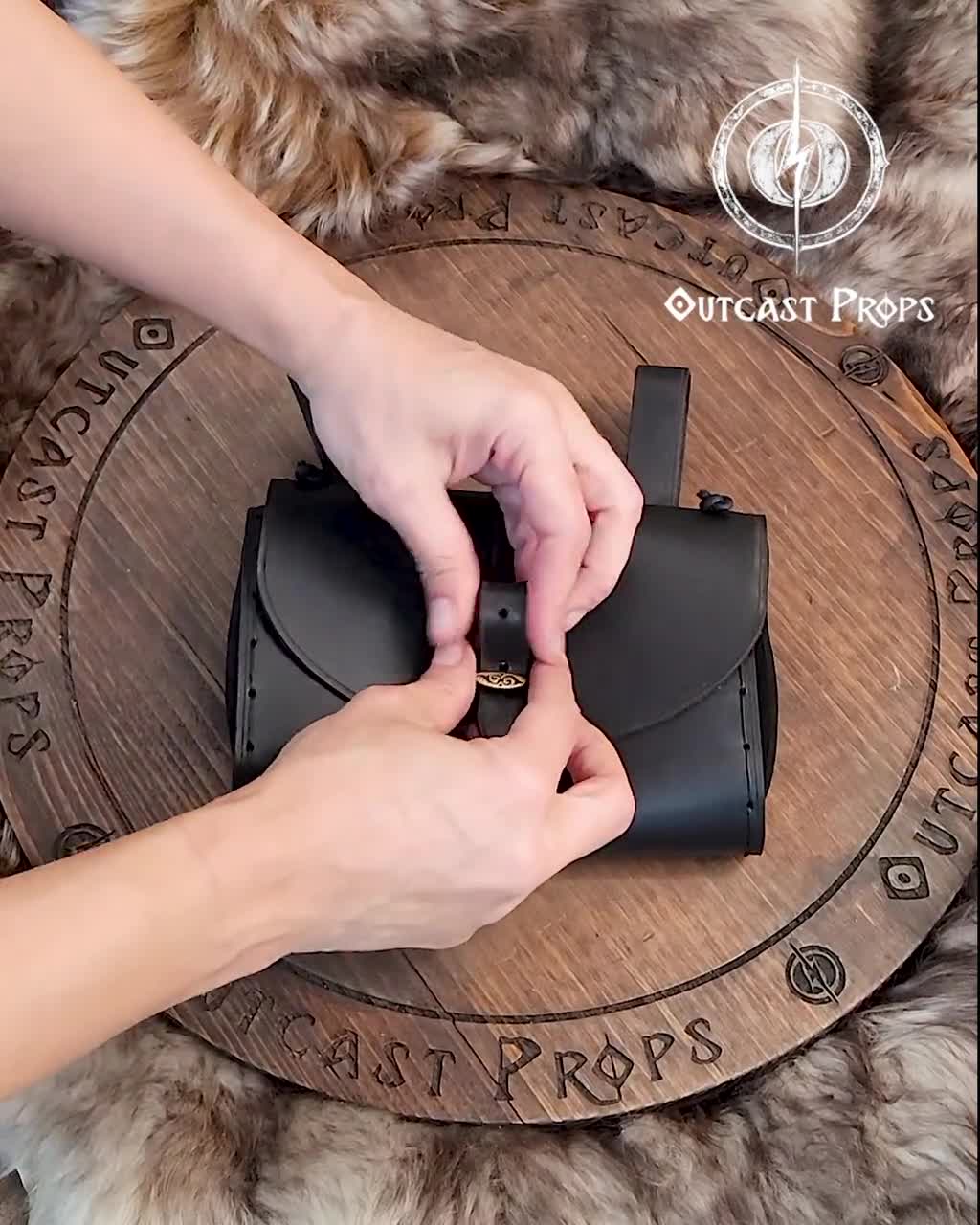 古びたレザーベルトバッグ 中世LARPポーチ バイキング ケルト エルフ