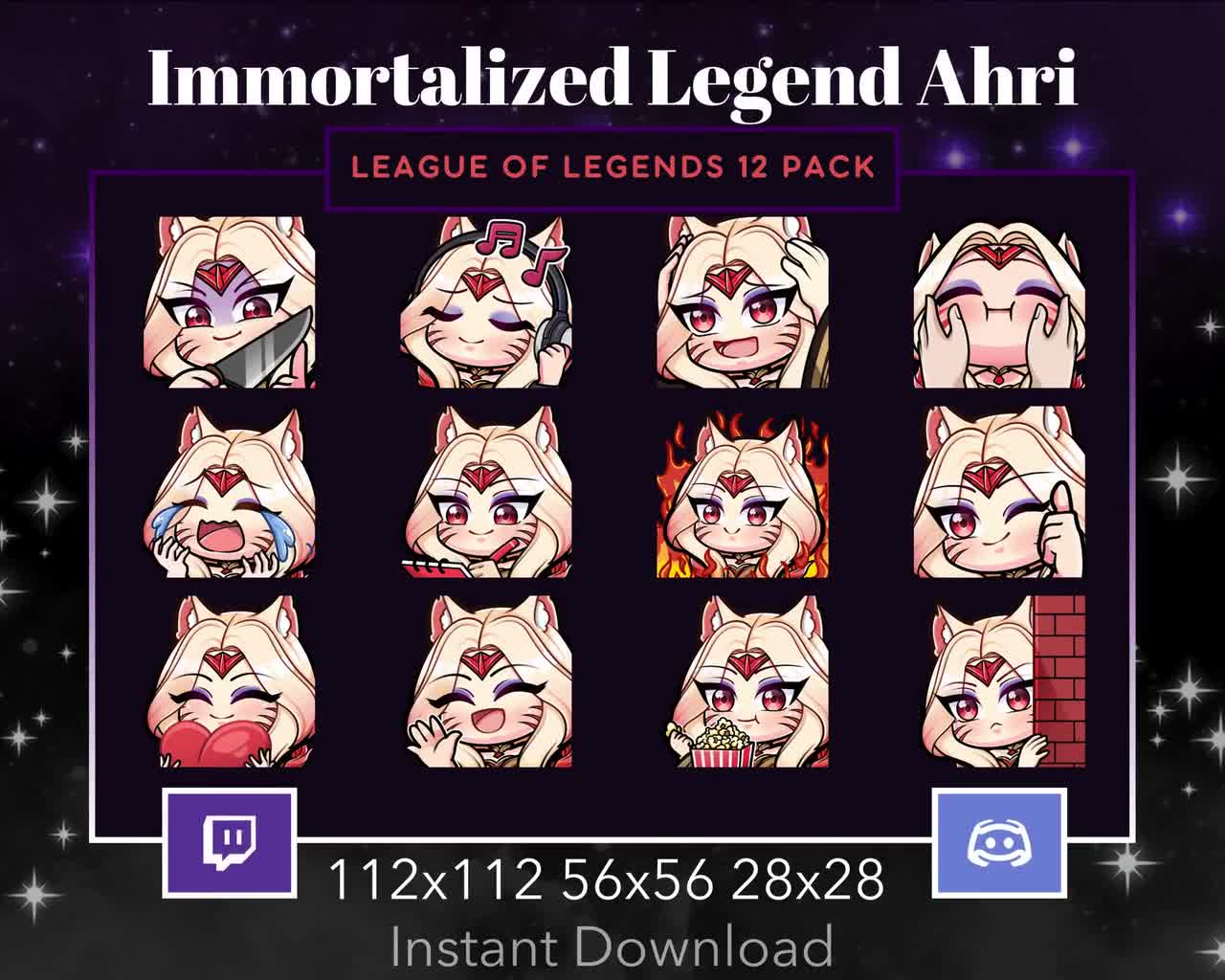 League of Legends Immortalized Legend Ahri Emote 12 Pack, Bundle