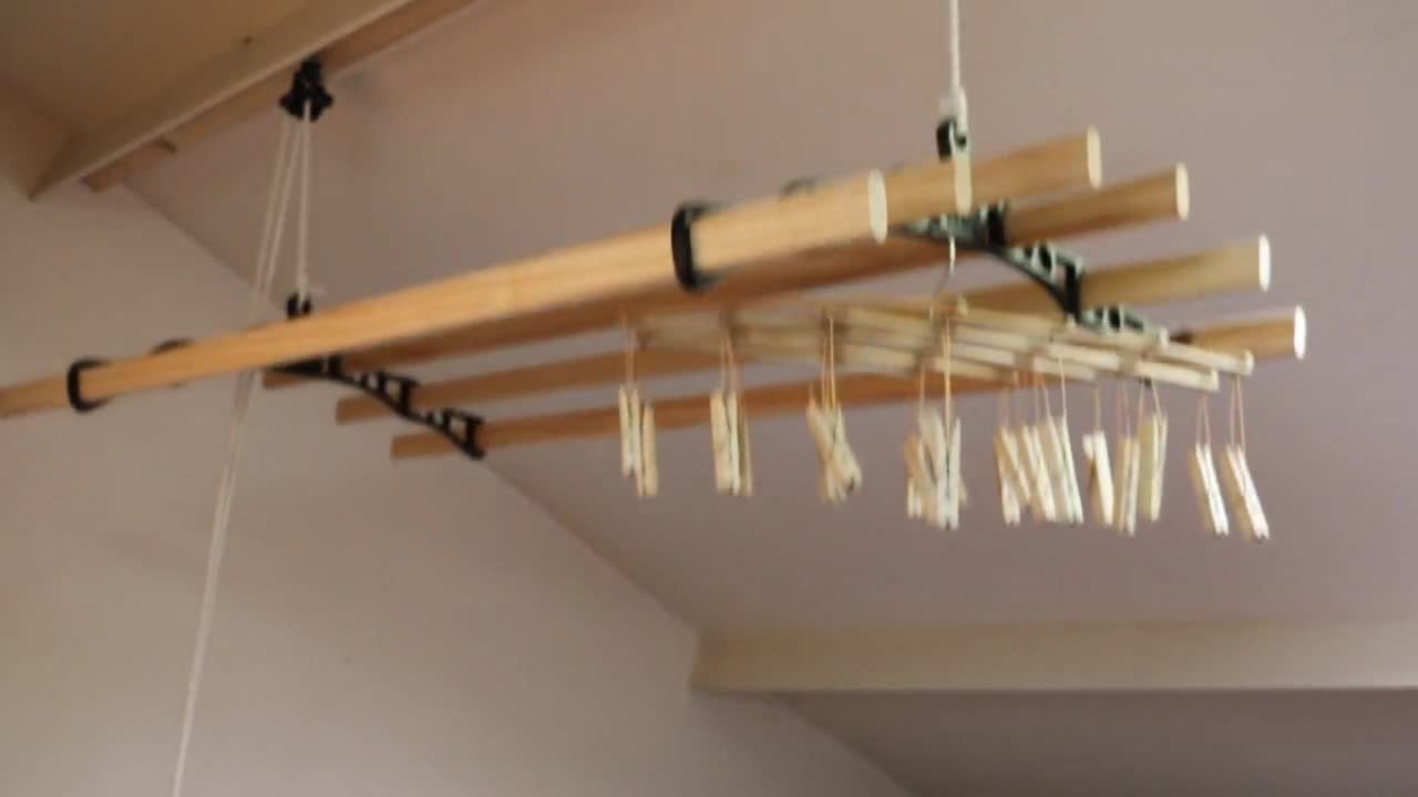 Tendedero de techo (Longitud cuerda de tender: 19 m, Plateado, Ancho: 78  cm)