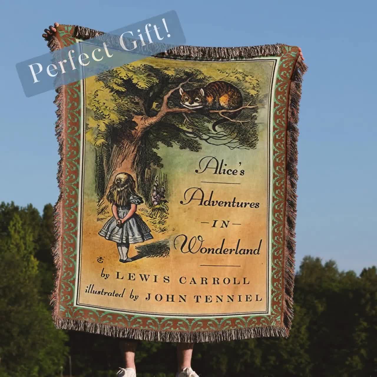 Alice In Wonderland Vintage Book Cover authentic Blanket