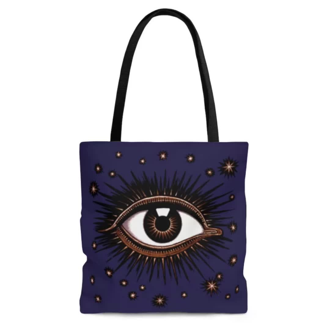 All Seeing Eye Tote Bag | Evil Eye Cotton Canvas Shopping Bag Superstitious  Occult Third Eye Bag Boho Retro Fabric Beach Gym Yoga Cute Purse