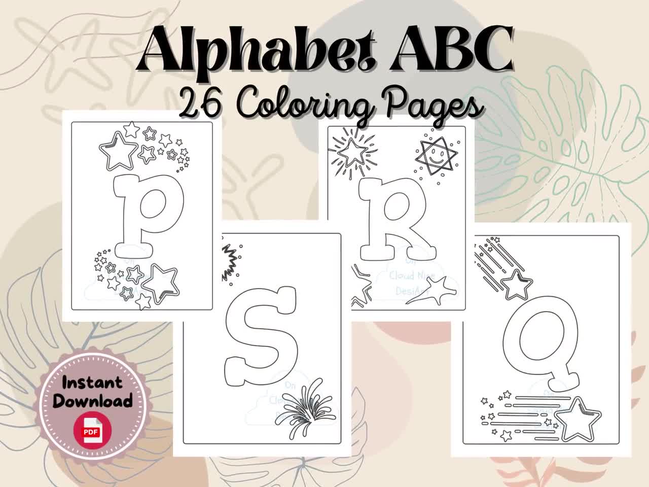 26 Alphabet with Flowers Coloring Pages (Download and Print-at-home) |  Boelter Design Co.