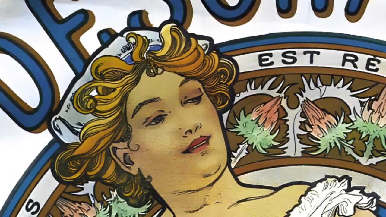 アルフォンス・ミュシャ アール ヌーボー プリント: ブルー デシャン