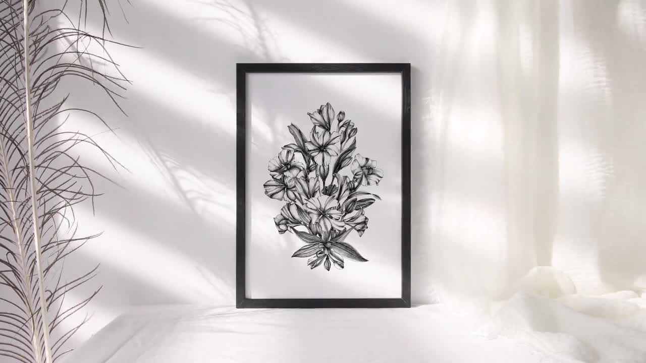 Poster Stylo dessin fleur alstrameriya