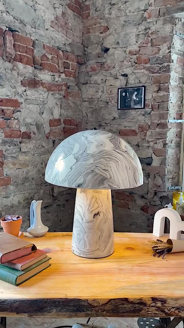 Amanita Small Marbled Ceramic Mushroom Table Lamp