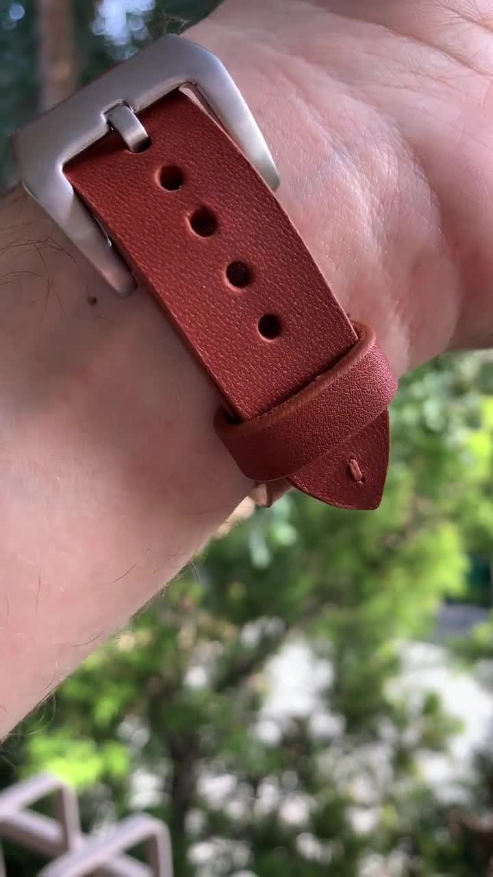 Natural, Thin Horween Leather Watch Strap