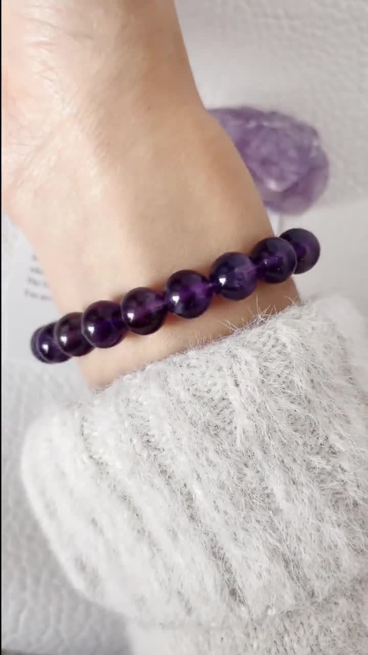 18K Amethyst Bracelet • 8mm amethyst bracelet • AAA+ gemstone bracelet •  calm bracelet • anxiety relief gift • stress relief gift