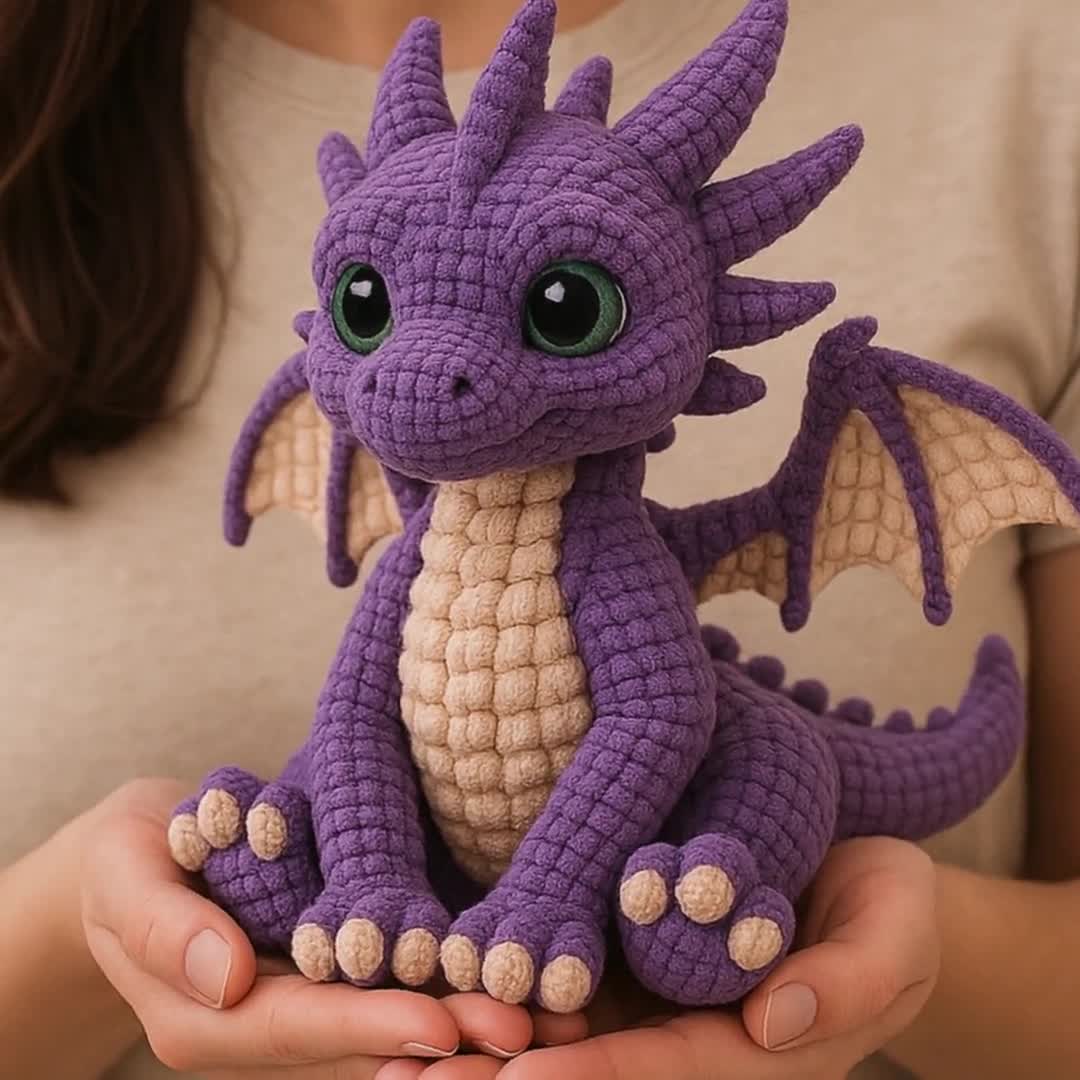 Amigurumi 3d Purple Dragon Crochet Pattern – DIY Stuffed Animal