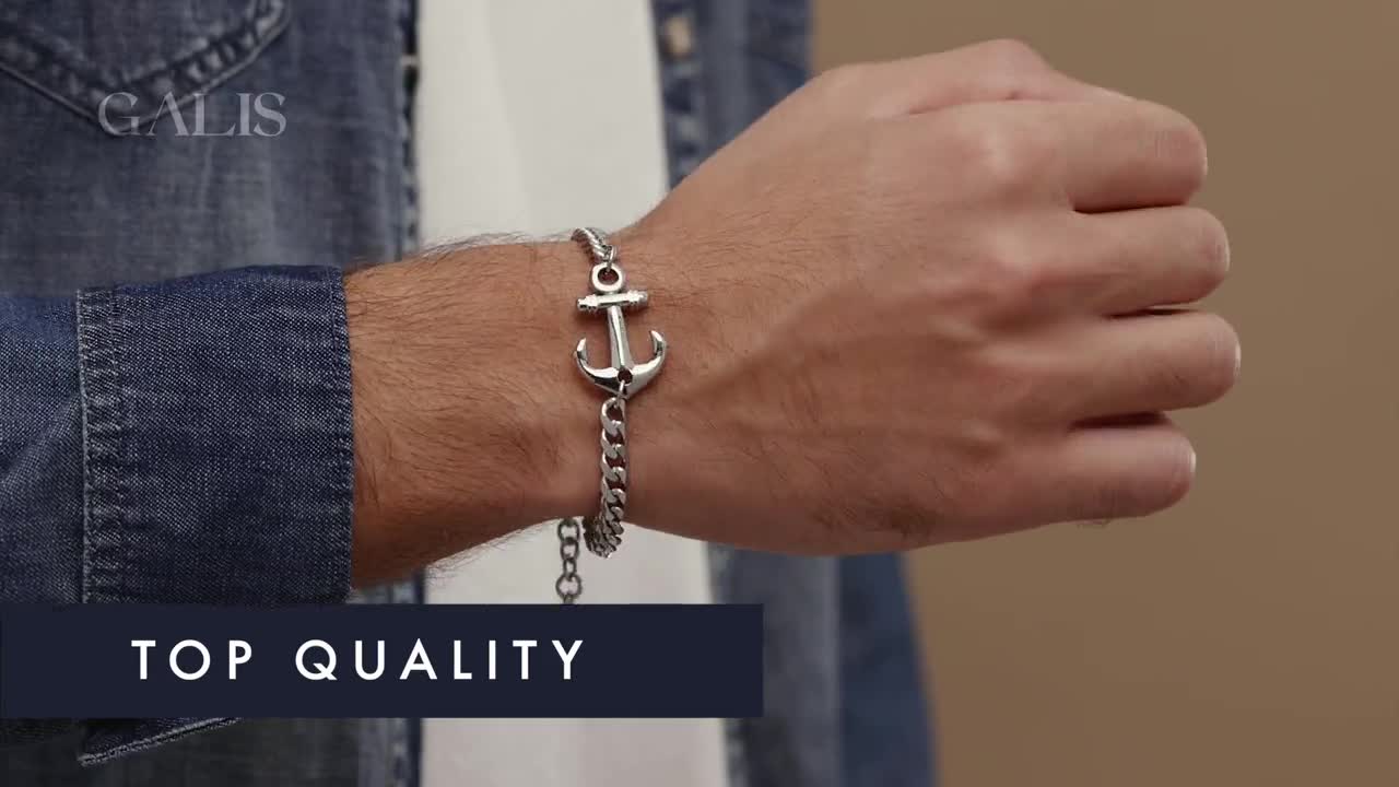 ovy Silver Anchor 擦りむける Chain Bracelet