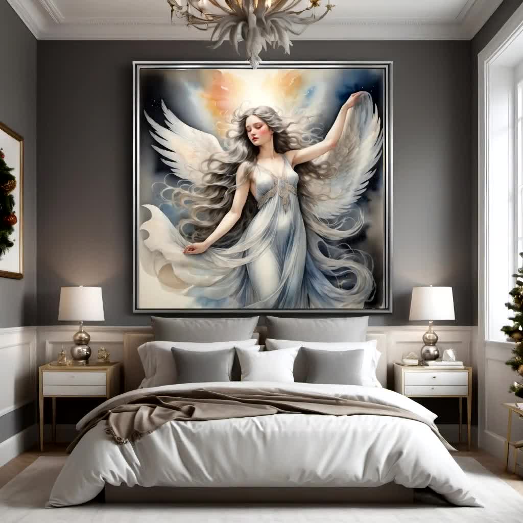 Ethereal Angel Portrait: Celestial Wall Art (digital Download