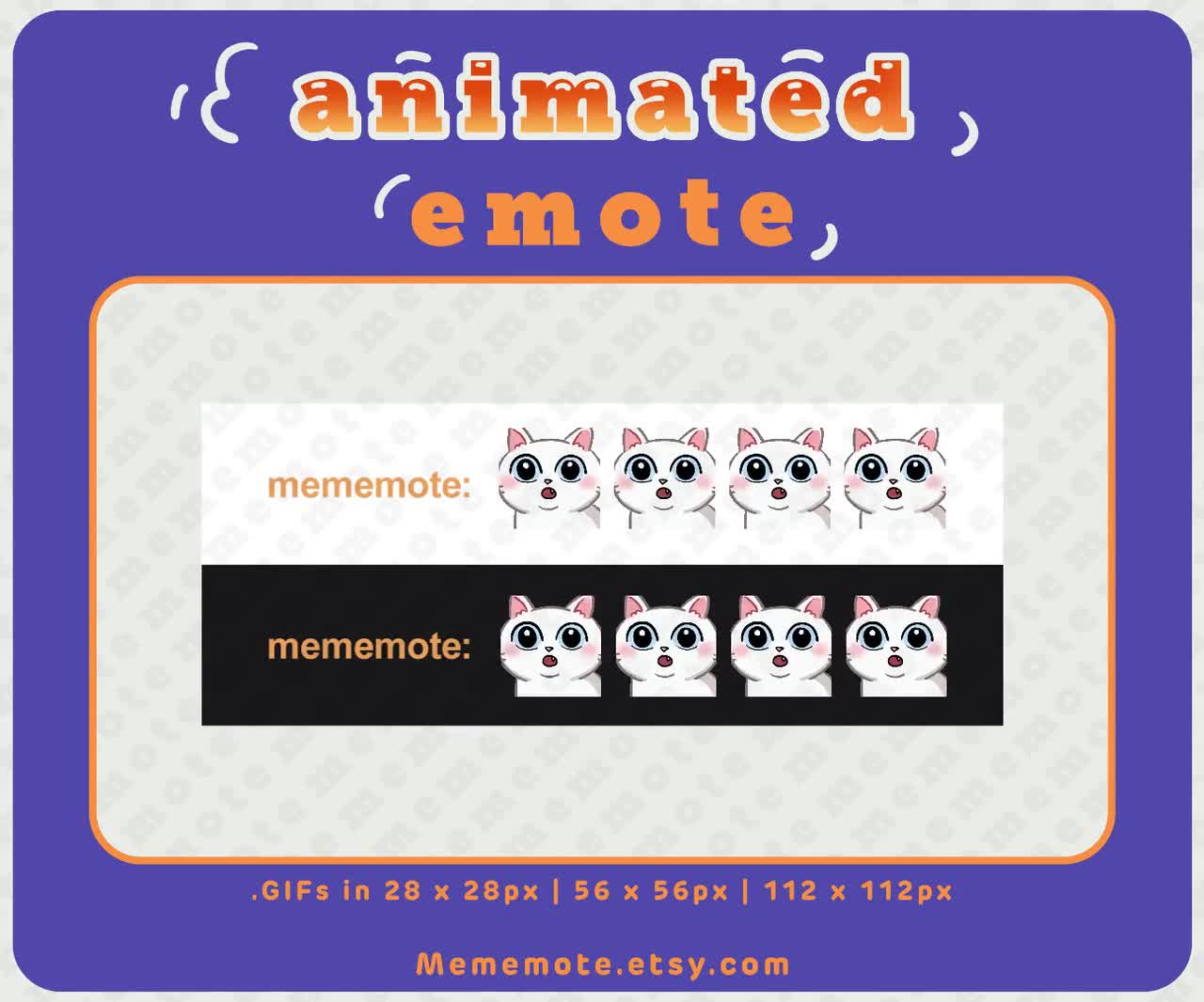 White Cat OMG ANIMATED Emote for Twitch, Discord, YouTube, Kick| ID#A0032