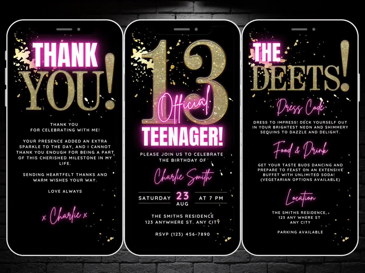 Animated Official Teenager Invite, 13th Birthday Invitation for Girls, Video  Invite Digital 13th Bday Party Evite Template & Thank You Ecard - Etsy