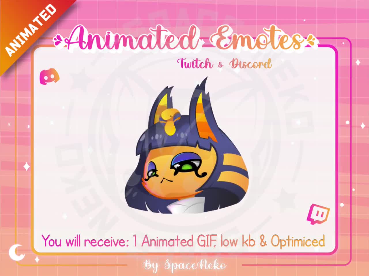 Animated Cute Chibi Emote for Twitch and Discord Animal Crossing Ankha Zone  Anime Heart Profesional - Etsy