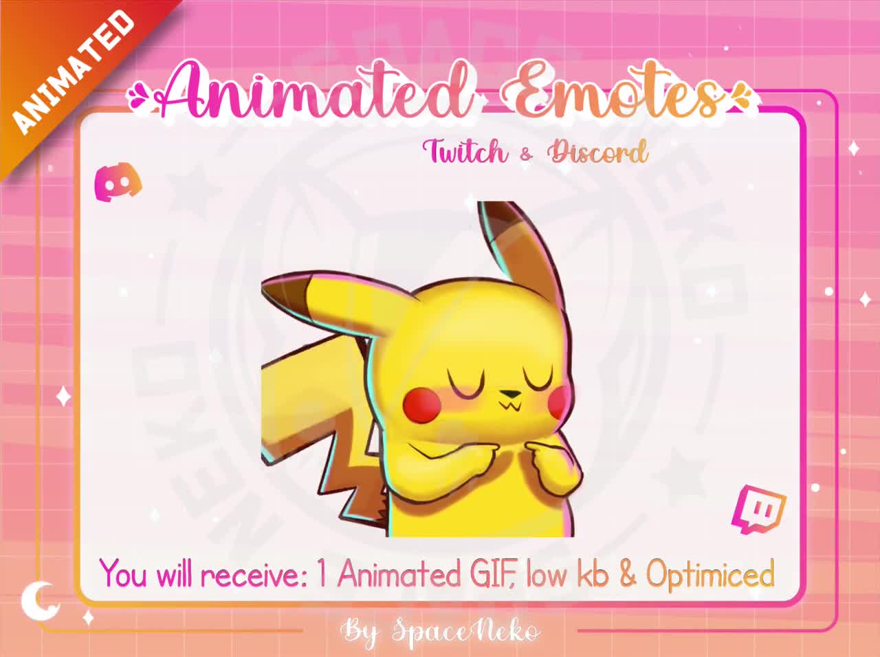 Animated Cute Chibi Emote For Twitch And Discord Pokemon Pikachu Shy uwu  Anime Heart Profesional