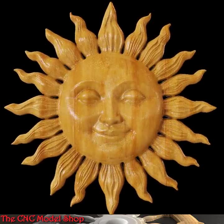 Smiling Sun Face 3D STL Relief File for CNC Router Carving or 3D