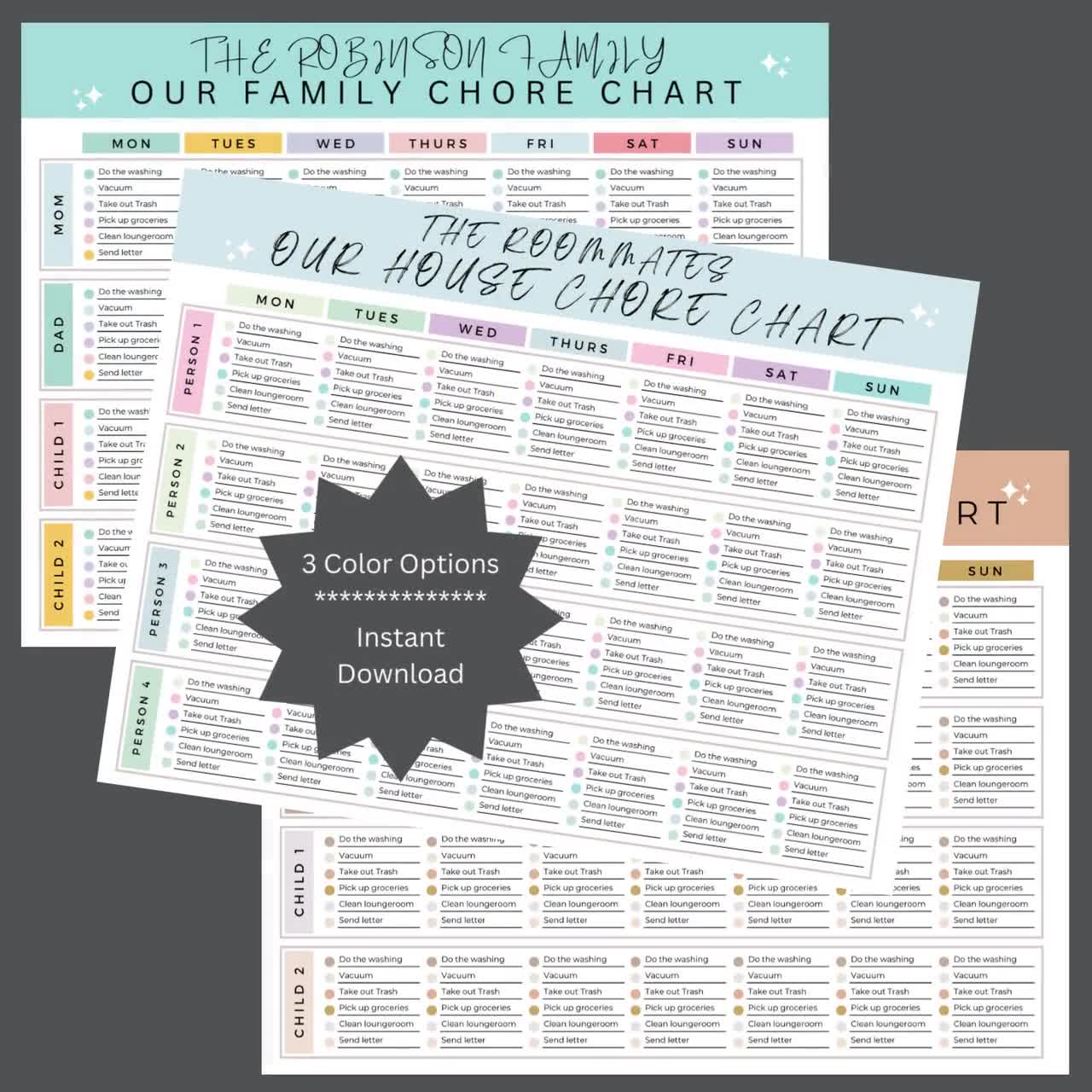 Editable Shared Household Items Chart for Roommates 