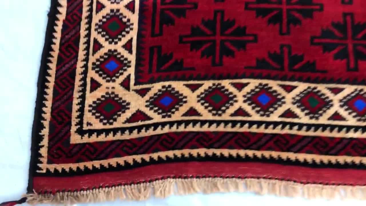 Taimani Antique Rug 6x11 Collectors Piece Vintage Rug, Low Pile Turkmen  Tekke Orange shape Afghan Oriental Large Rug, One of Kind Carpet Rug