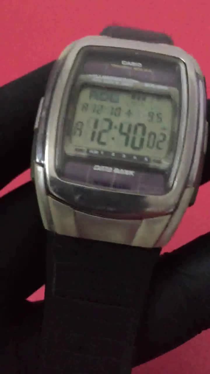 Vintage Casio DB-E30 Databank/ Solar Men's Wristwatch/digital Gray Dial  Very Good Condition/ World Time Telememo/ 2568 Modüle/ 