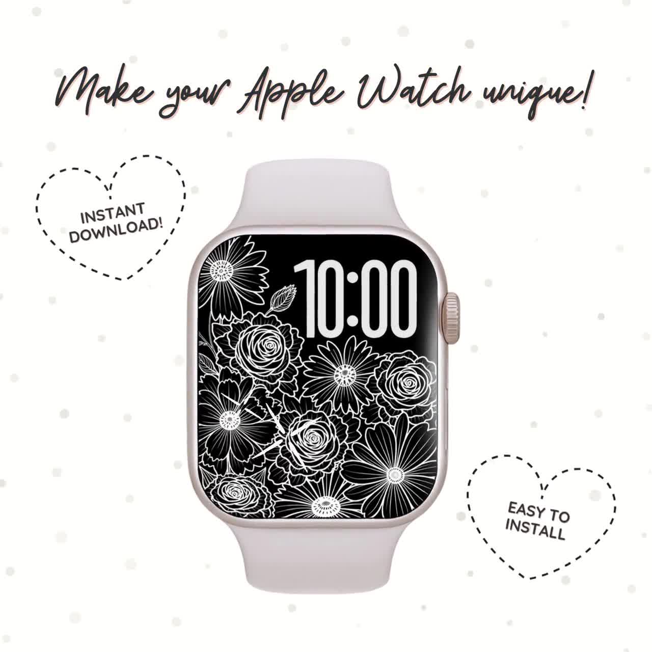 Floral Apple Watch Wallpaper, Flower Apple Watch Background, Black