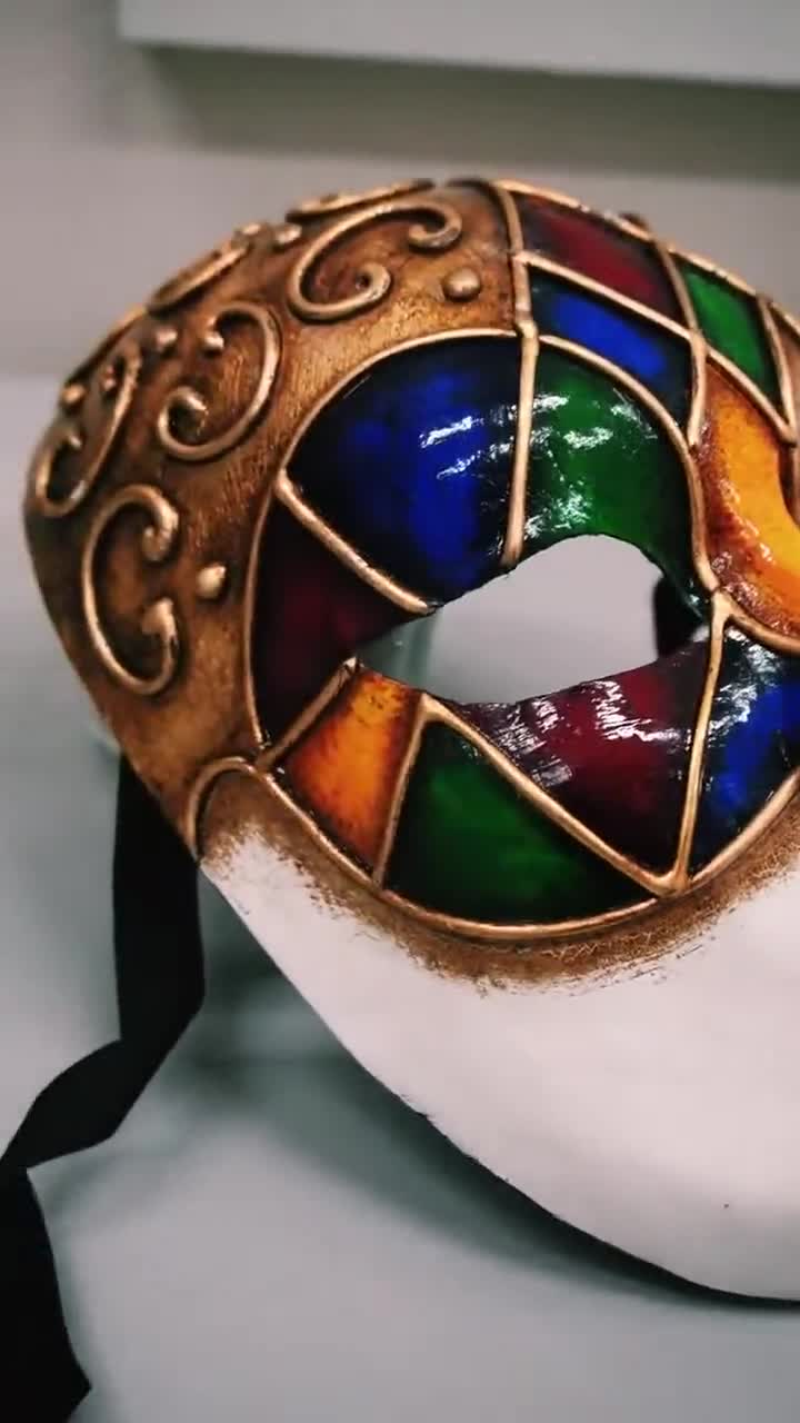 Venetian Mask Cascade Earth Tones Harlequin Halloween Mardi Gras Masquerade  FS