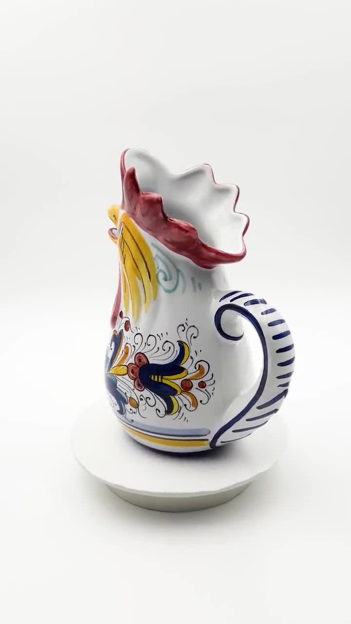 Beautiful Hand Painted Deruta For Cottura Rooster Pitcher, 7 buy 1/2