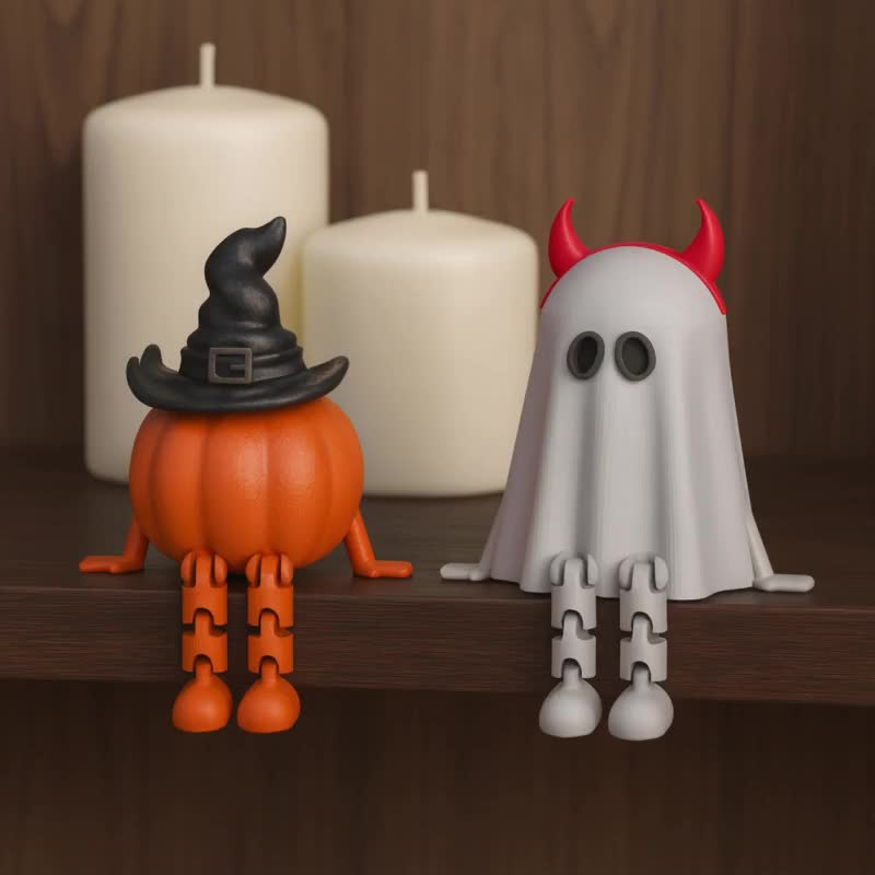 Flexi Halloween Decors | Articulated Witch Hat Pumpkin and Devil