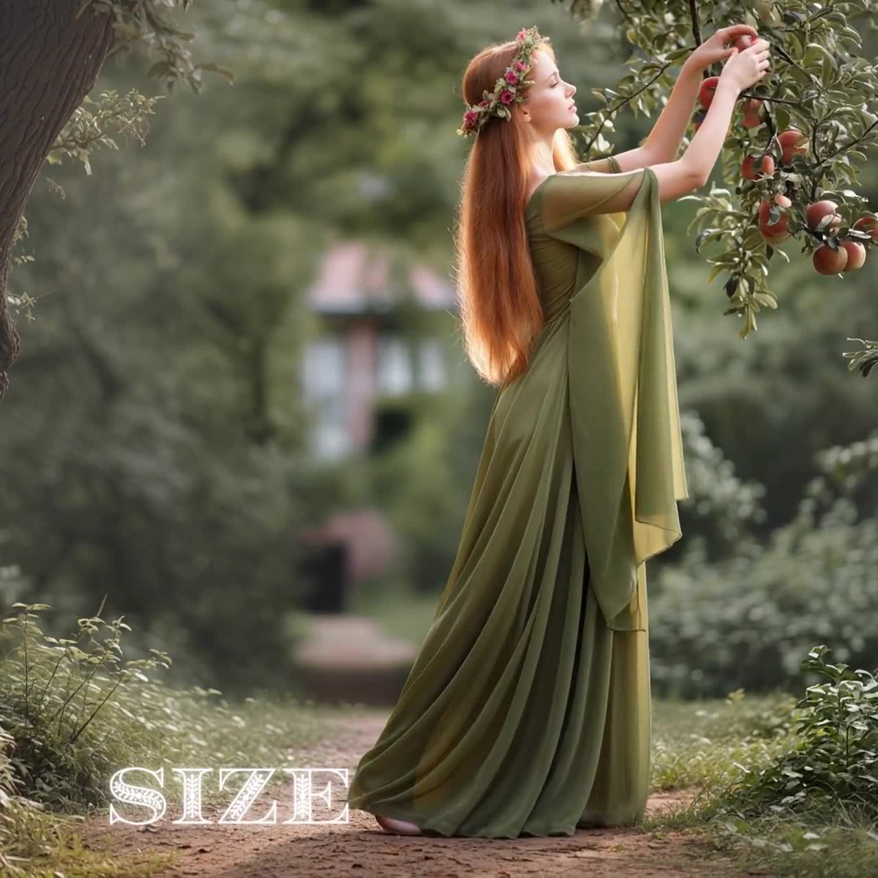 Medieval Fairytale Elven Dress: Forest Fairy Gown Tulle Flared Sleeve Plus Size, Women Costume for Renaissance faire or Fantasy Elf Cosplay Medieval Fairytale Elven Dress: Forest Fairy Gown Tulle Flared Sleeve Plus Size, Women Costume for Renaissance faire or Fantasy Elf Cosplay