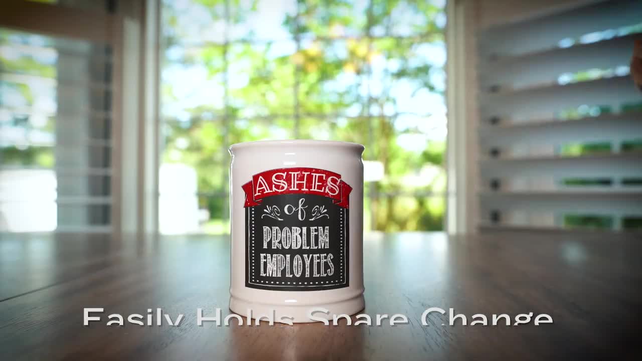 Cottage Creek Ashes of Problem Employees Piggy Bank, Ceramic Candy Jar, Fun Gifts