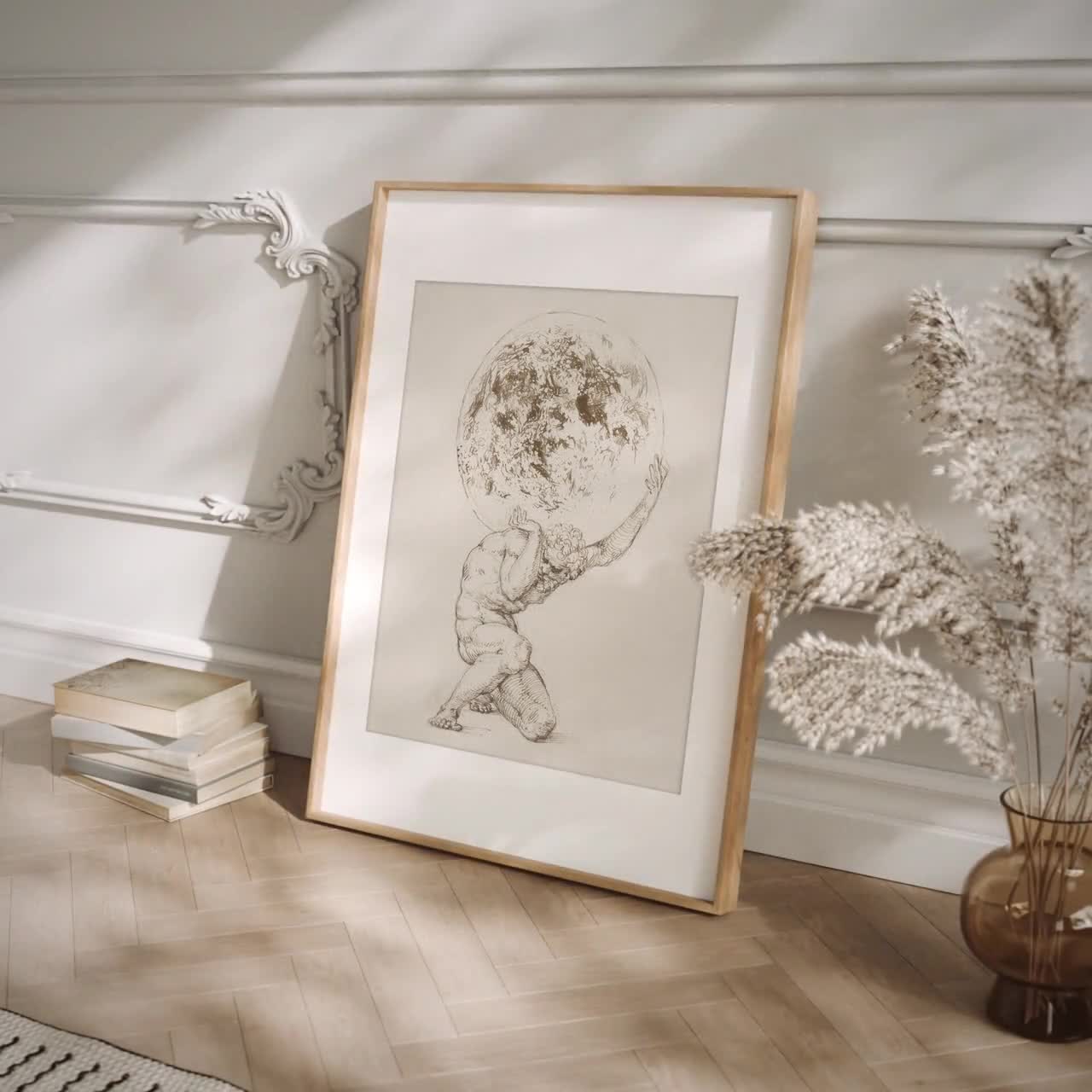 Atlas Carrying the Heavens Sketch Wall Art | Home Decor - Etsy