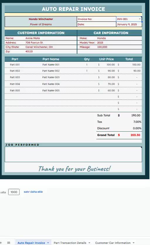 Auto Repair Invoice Template for Google Sheets — Mechanic Bill & Service Tracker video poster