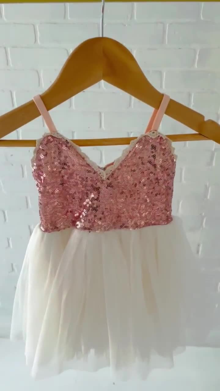 Teen Rose Gold Easter Girls Dress, Ivory Tulle Wedding Gown, Blush Pink  Sequin Birthday Dress, Preteen Boho Chic Bohemian Beach Prom Ava