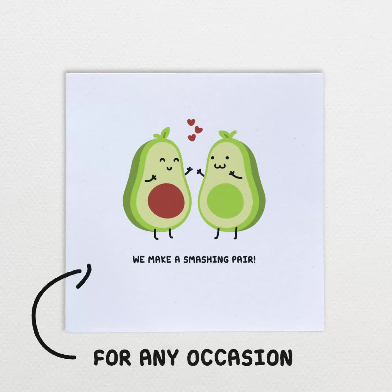 Biglietto San Valentino Nastami - Cartolina D'Amore Formato A6 Con Scritta AVOCADO Con Te - Fronte Lucido, Retro Scrivibile