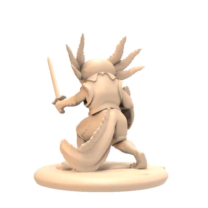 Axolotl Fighter Miniature | Axolotl Fighter with Sword Miniature | Tabletop  RPGs like D&D or Pathfinder | 28mm