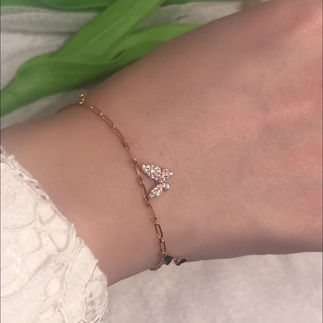 Dainty Butterfly Bracelet in Pink – AMADI Jewelry