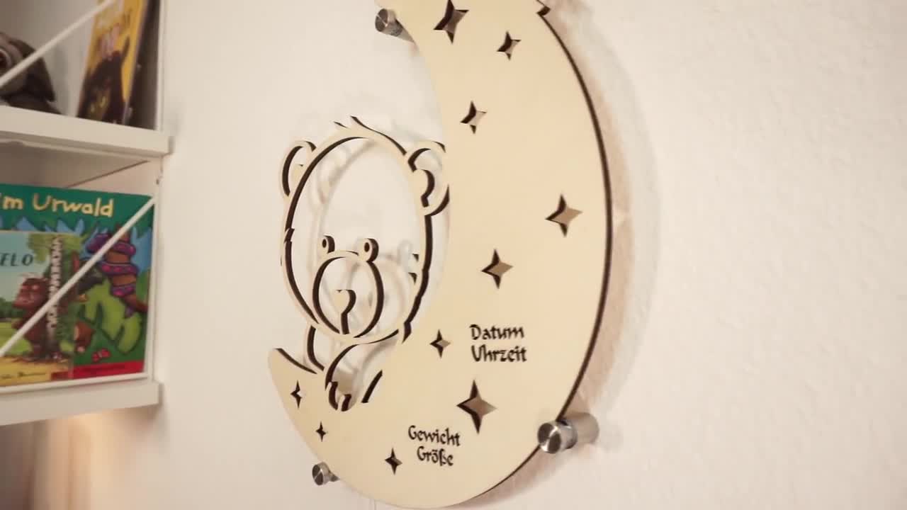 Baby Mond Wand Licht mit Namen personalisiert I Dekoration Zimmer