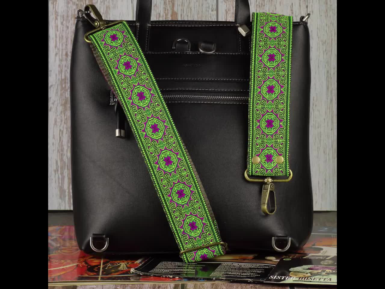 Retro Floral Woven Crossbody Purse Strap, Embroidered Canvas Purse Strap, Christmas Gift