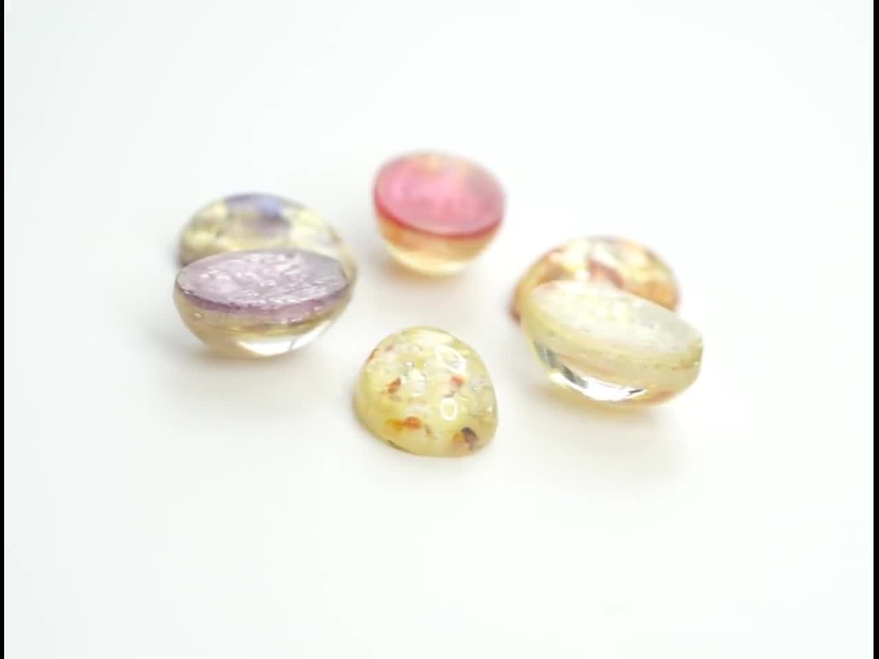 4 Vintage Glass Opal Cabochons - 3 Colors - Made in Japan