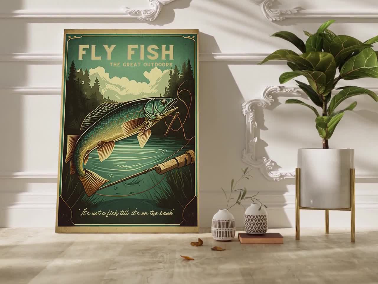  New Zealand Fly Fishing 1930s Vintage Style Travel Poster  For  Gifts and Wall Art Decor for Living Room, Office, Bedroom, Kitchen, Study  Room, Bathroom (24x36) : Handmade Products