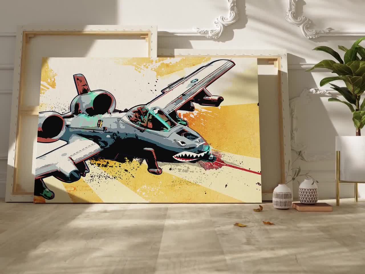 A-10 Thunderbolt Pop Art Print | Military Airplane Decor, Great