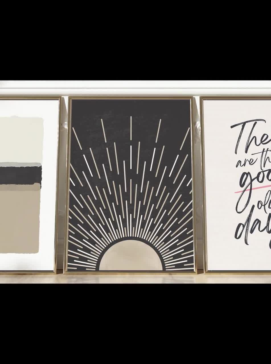 ニュートラルギャラリーウォールアートセット：ボヘミアン抽象プリント