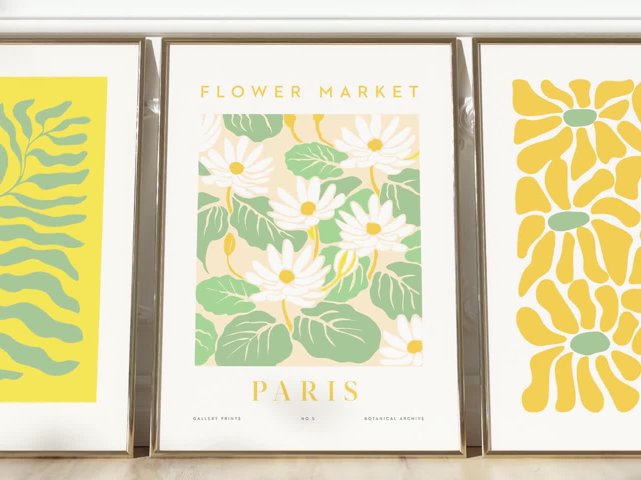 Habseligkeit - Set Di 6 Poster Astratti Matisse Verde Salvia - Stampe Vintage Per Arredamento Camera Da Letto E Soggiorno