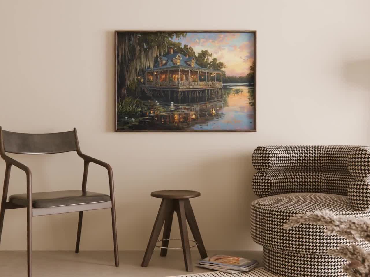 Deep South Bayou Illustration Art Print: Antebellum Plantation