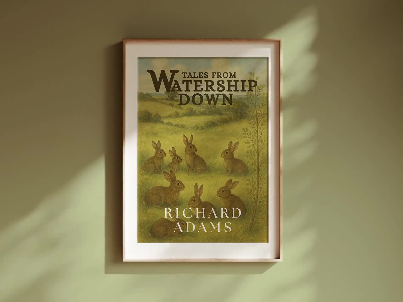Watership Down Art Print, Richard Adams, Book Cover Design, Black