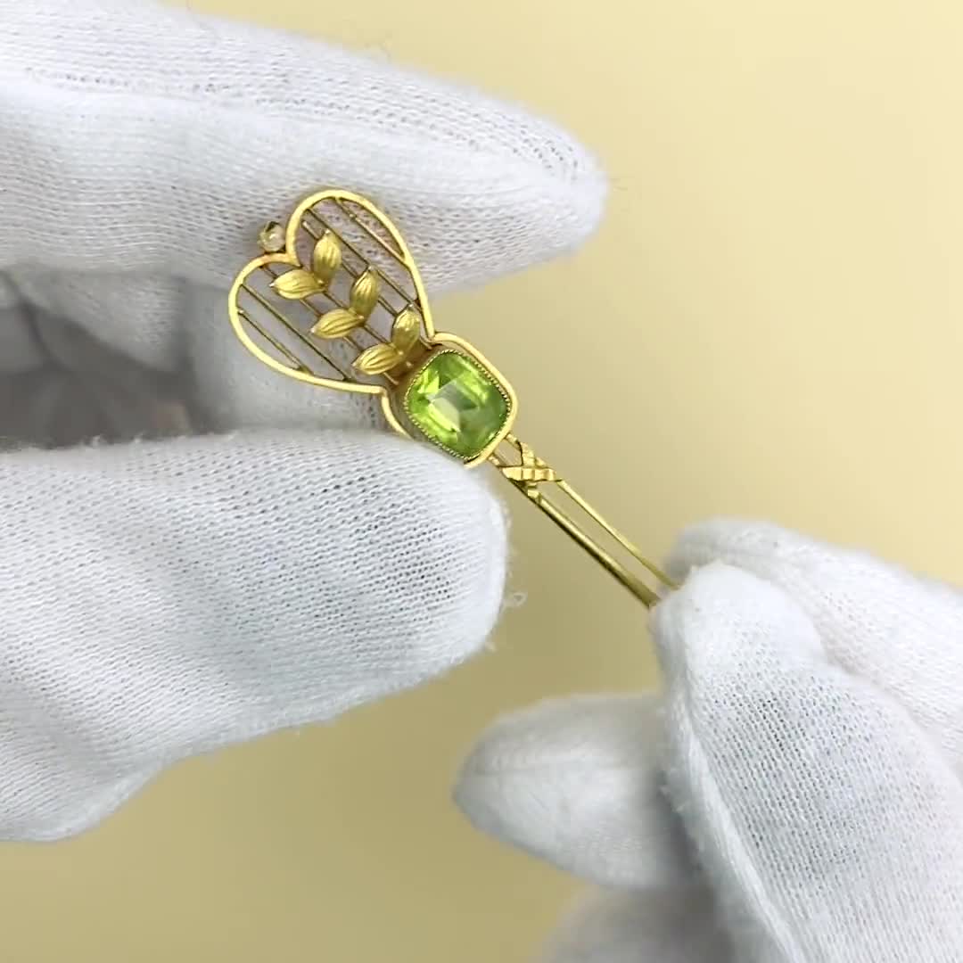 Victorian Peridot Brooch: Floral 15ct Gold, August Birthstone - Etsy